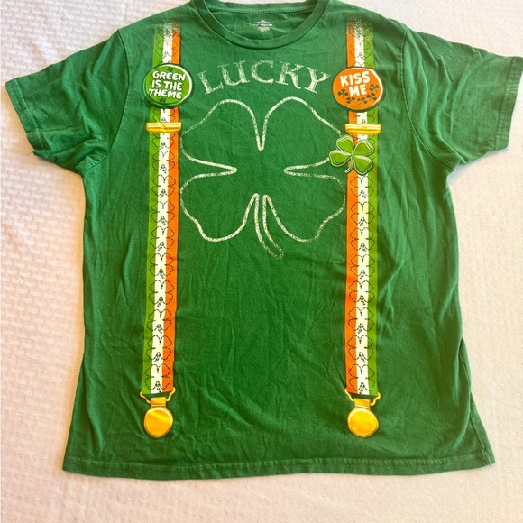 Lucky Shamrock St Patricks Day Graphic T Shirt Large Green - Picture 1 of 8